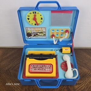 Creative Playthings L'il Boss Vintage Toy Desk Playset Typewriter Rotary Phone